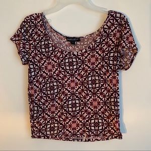 Red Geometric Pattern Crop Top